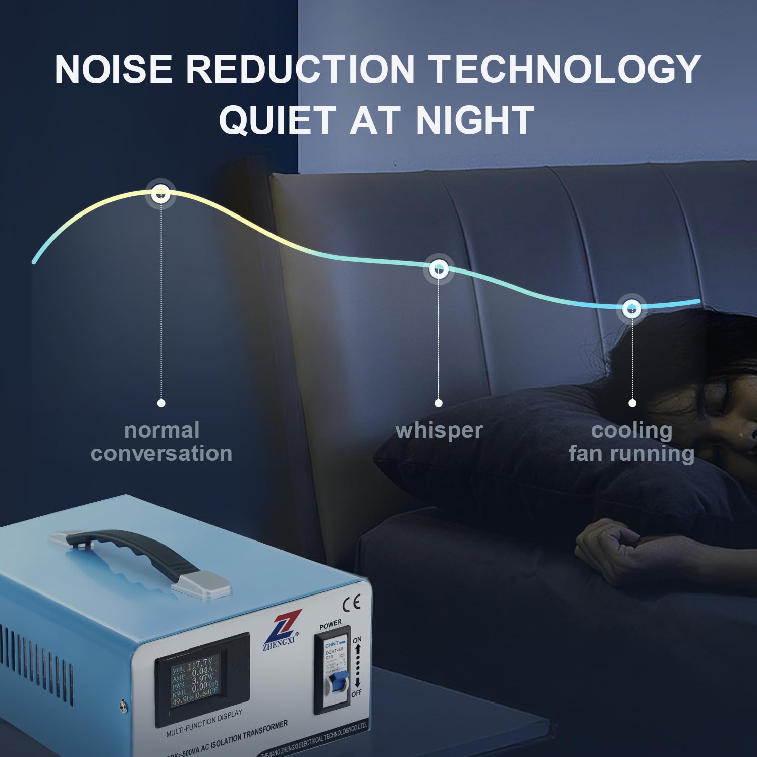 ZHENGXI Isolation Transformer 120V to 120V, 500W Audio Voltage