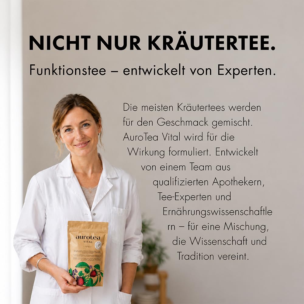 AuroTea Vital Nº 60 – Premium Kräuter-Balance-Tee | Mit Chicorée, Bohnenschoten, Klettenwurzel & Hafergras | Mit Inulin-Ballaststoffen aus Chicorée | 180 Pyramidenbeutel (6 Packungen)