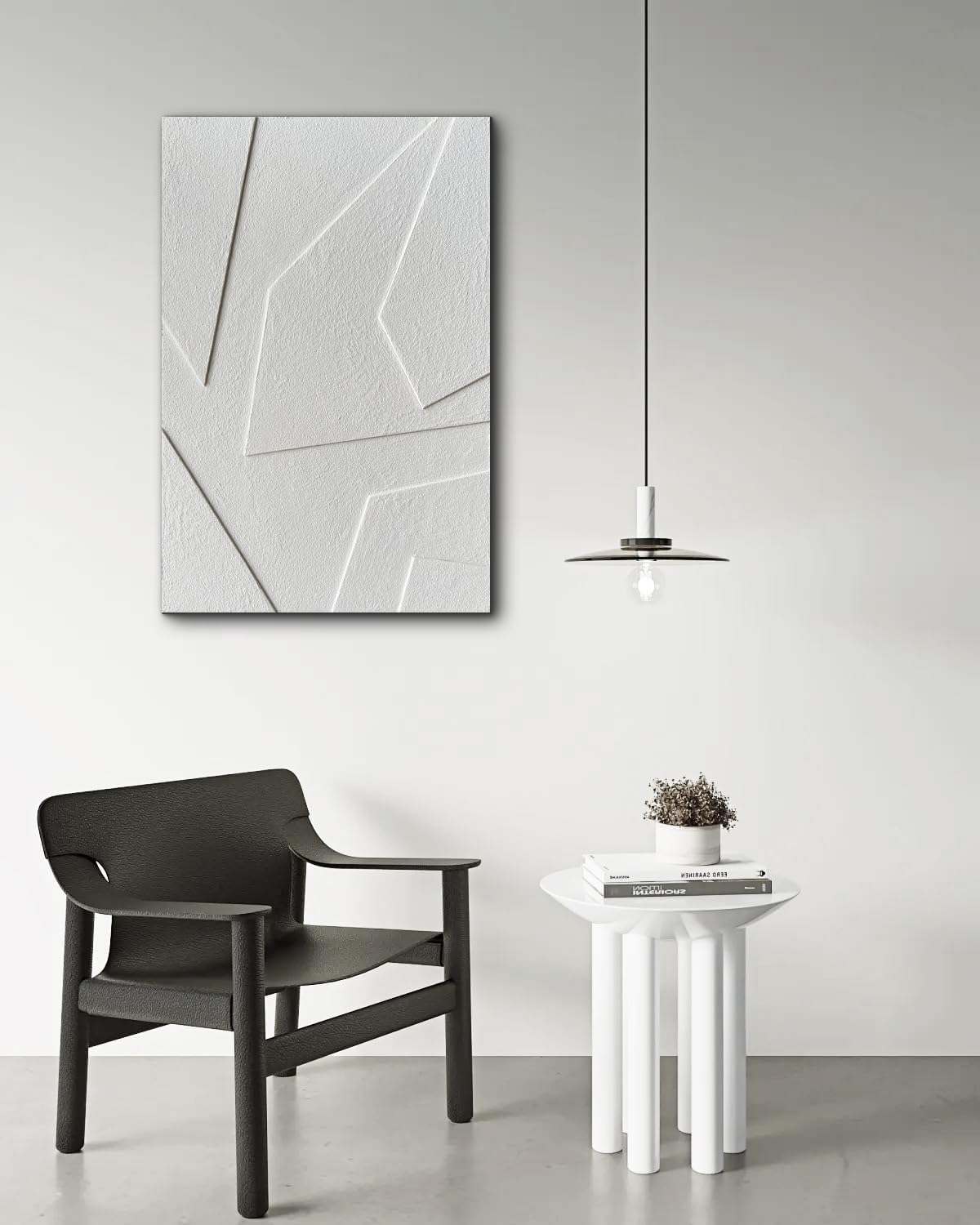 Creespi White Textured Wall Art - Hand Painted Minimalist Oil Painting 24x36 inch,Contemporary Abstract Art Painting for Wall Décor