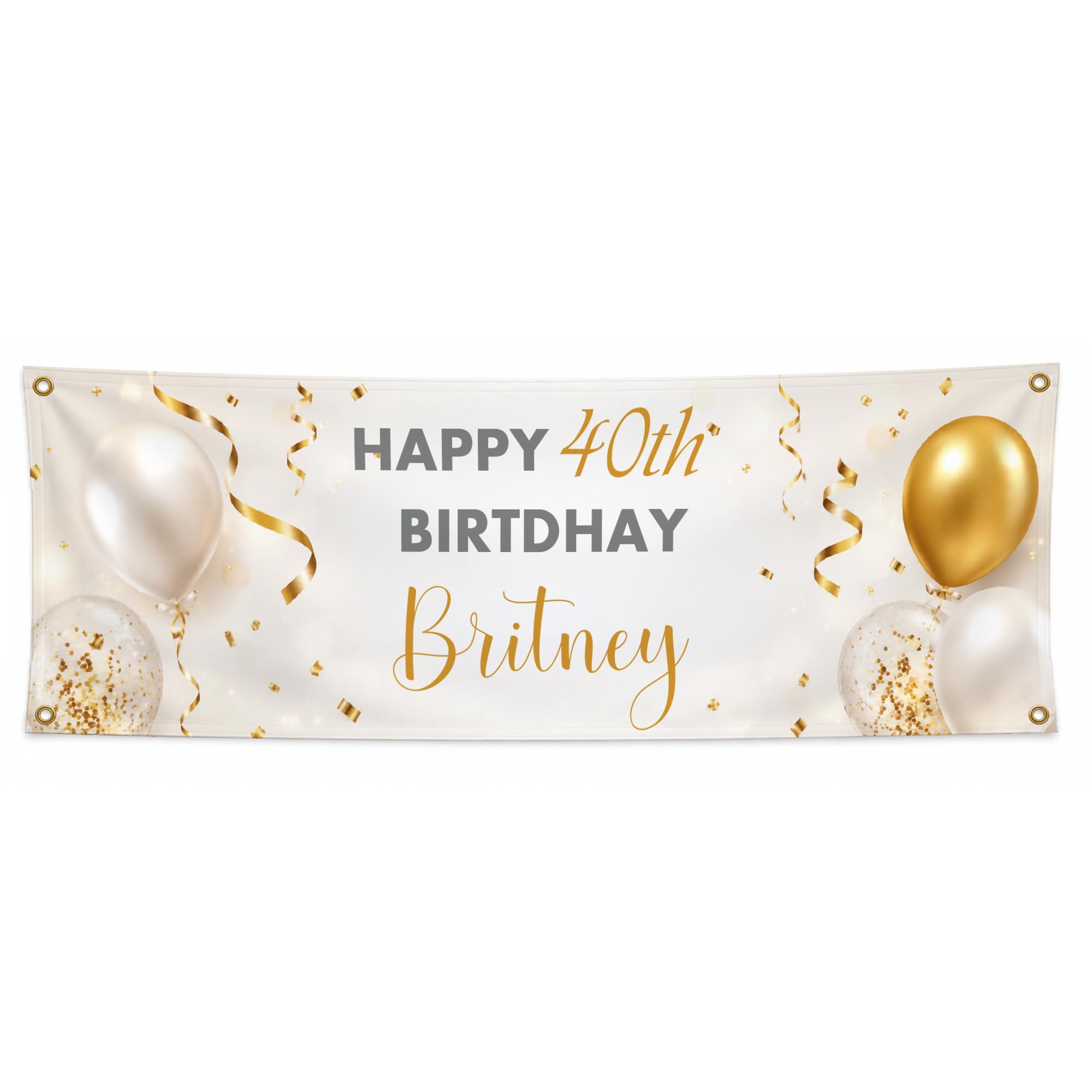 Personalised Birthday Banner with Name & Age, Custom Party Decoration (Classic Gold)