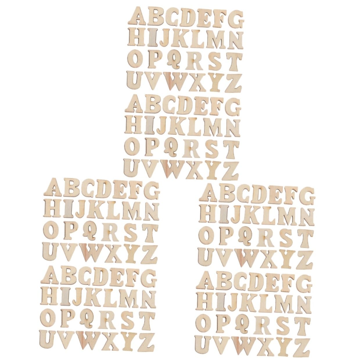 HOOTNEE 3sets DIY Wood Letters Letter Cutouts Craft Room Decor Wooden Wall Alphabet 104pcs*3