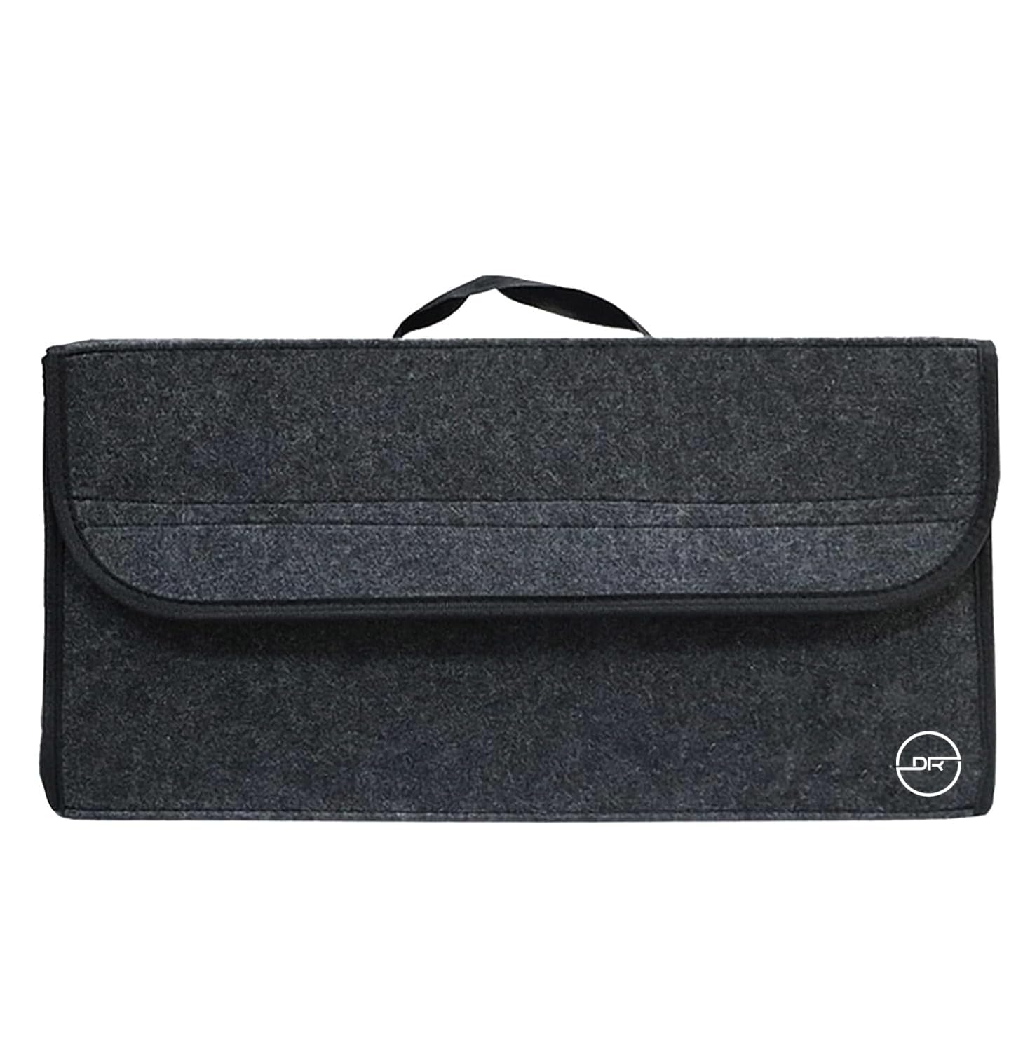 DOUBLE R BAGS Felt Car Trunk Organizer – Foldable Anti-Slip Boot Storage Bag for Cleaning Supplies, Tools & Accessories (Black, 16x50x23 cm, 1 Compartment, Pack of 1)
