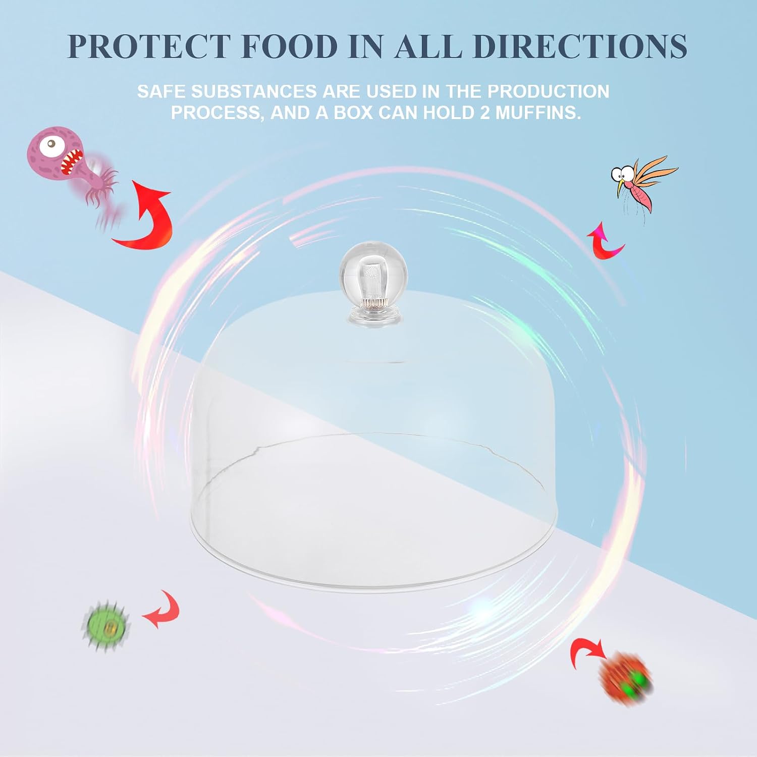 Home Decor Cake Stand Cover Plastic Cake Dome Cover Pastry Display Cloche with Knob Food Plate Lid Dessert Display Platter Cover Food Screen Protector for Bread Rustic Home Decor