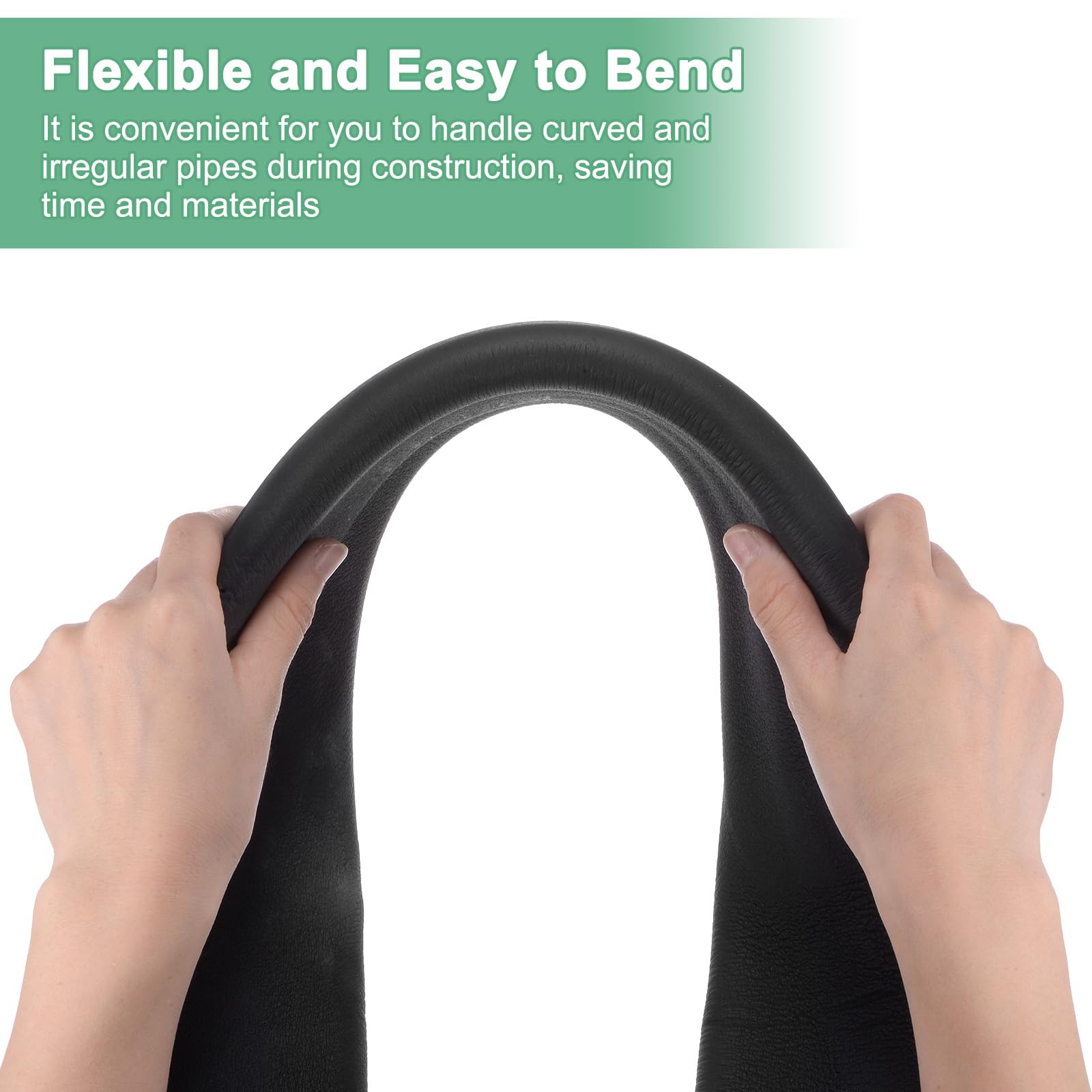 M METERXITY Tubo de Espuma Aislante para Tuberías, 2-3/8" (60mm) ID x 6 Pies de Rollo de Envoltura de Cubierta de Tubería, Cubierta de Tubería Hueca para Soportes de Guitarra [Negro]