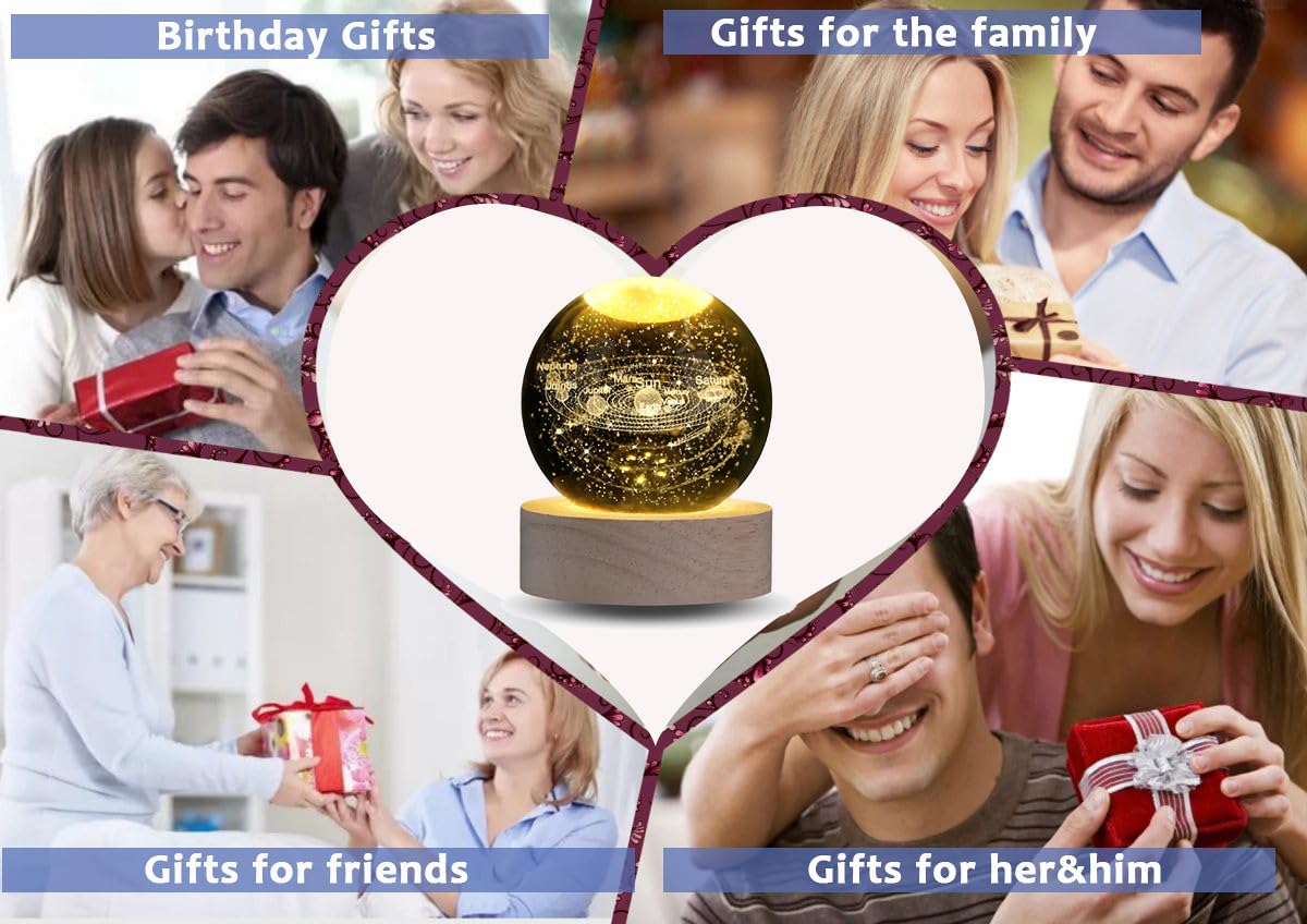 MAIBAOTA 3D Solar System Space Balls 2.4 Inches Crystal Ball Astronomy Decor Gifts for Physics Enthusiasts and Solar System Model Collectors Science Gifts