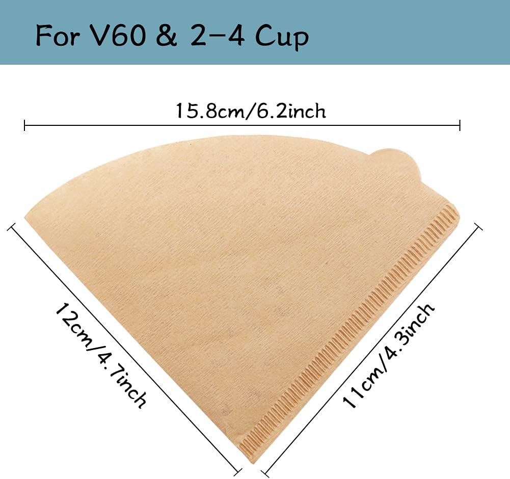 YQL V60 Cone Coffee Filter,Size02 200 Count Natural Unbleached Disposable Coffee Filters Paper Fit for Drip Coffee Dripper(2-6Cup): Home & Kitchen