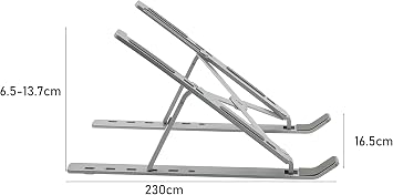groov e Portable Laptop & Tablet Stand - Foldable Computer Stand for Desks with Height and Angle Adjustment - Non-Slip Pads, Ergonomic Design - For Laptops, Tablets and Devices Up To 15.6 - Silver