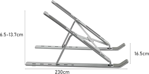 groov e Portable Laptop & Tablet Stand - Foldable Computer Stand for Desks with Height and Angle Adjustment - Non-Slip Pads, Ergonomic Design - For Laptops, Tablets and Devices Up To 15.6 - Silver