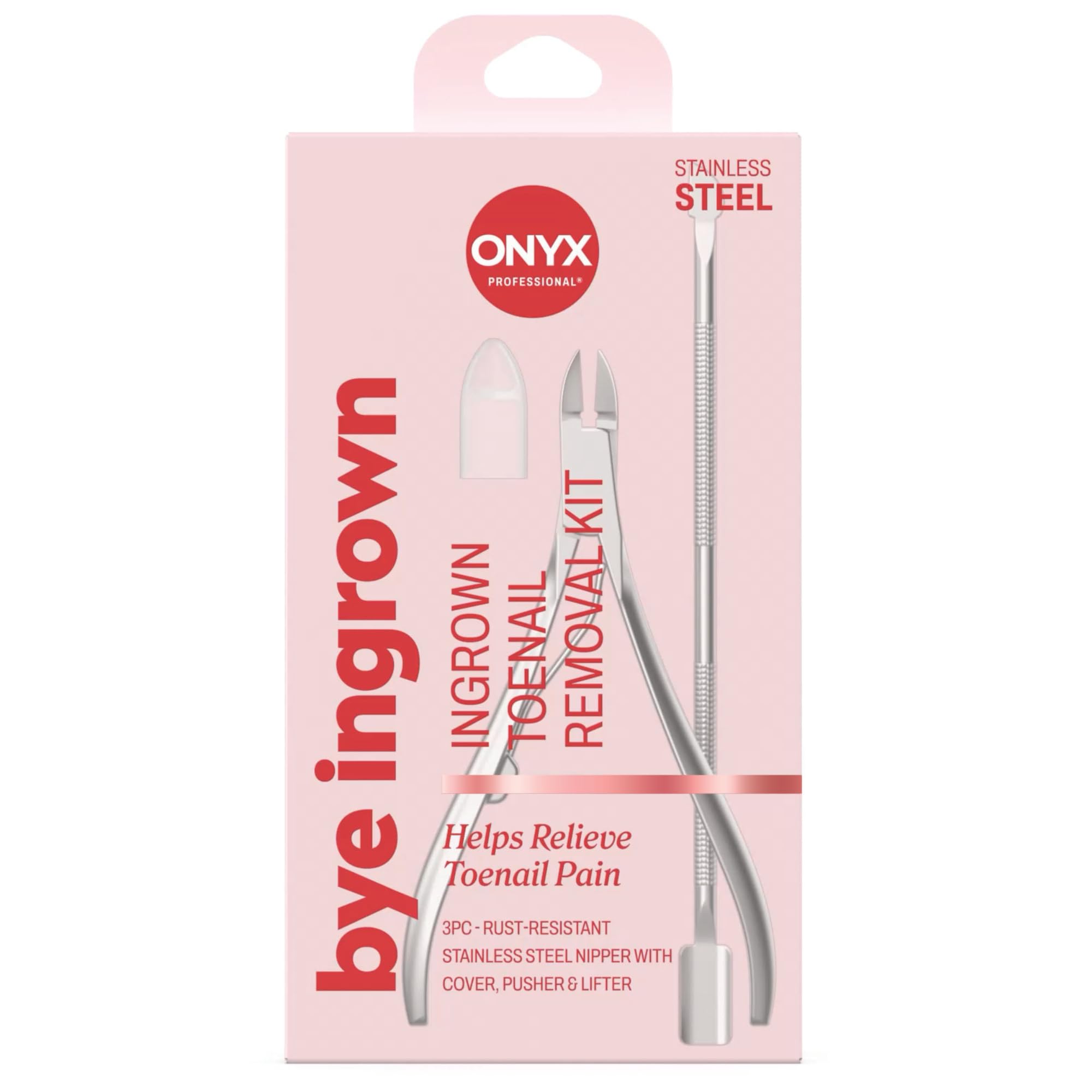 Onyx Professional Ingrown Toenail Kit with Toenail Clippers Double-Ended Cuticle Pusher Durable Stainless Steel Easy to Use Ingrown