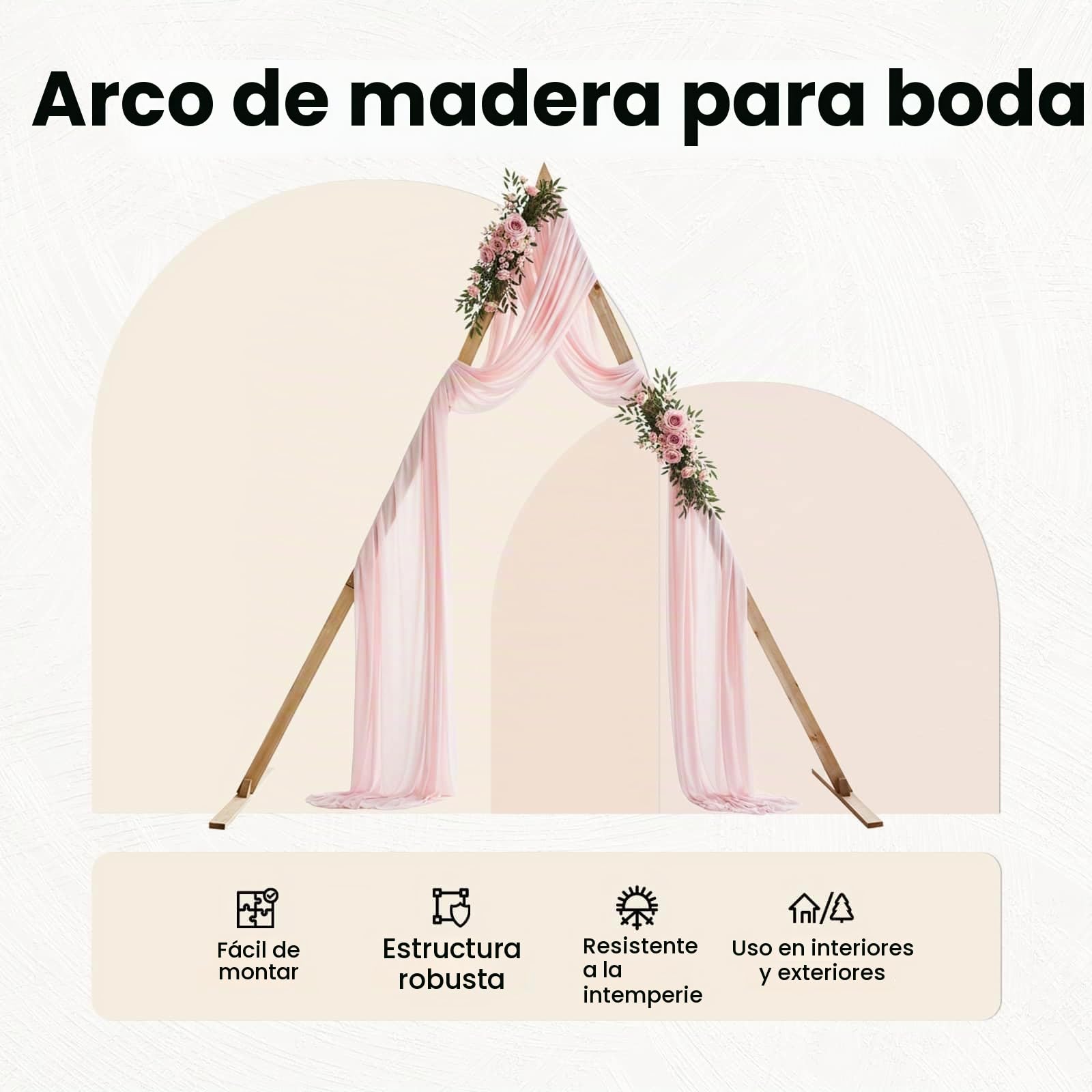 vidaXL Arco de Boda Marrón Claro 202 x 95 x 254 cm