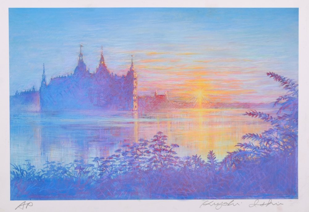 Amazon.co.jp: 石井清 「フレデリクスボー城の朝・G」 北欧 絵画 風景