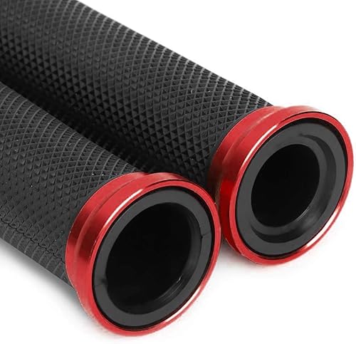 Miniatura 5 de 1 par de empuñaduras de motocicleta izquierda derecha CNC de goma de aluminio para manillar universales para manillar de 78 pulgadas (rojo)