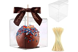 XP-ART 30 Pcs Candy Apple Boxes with Bamboo Sticks for Treat Packaging