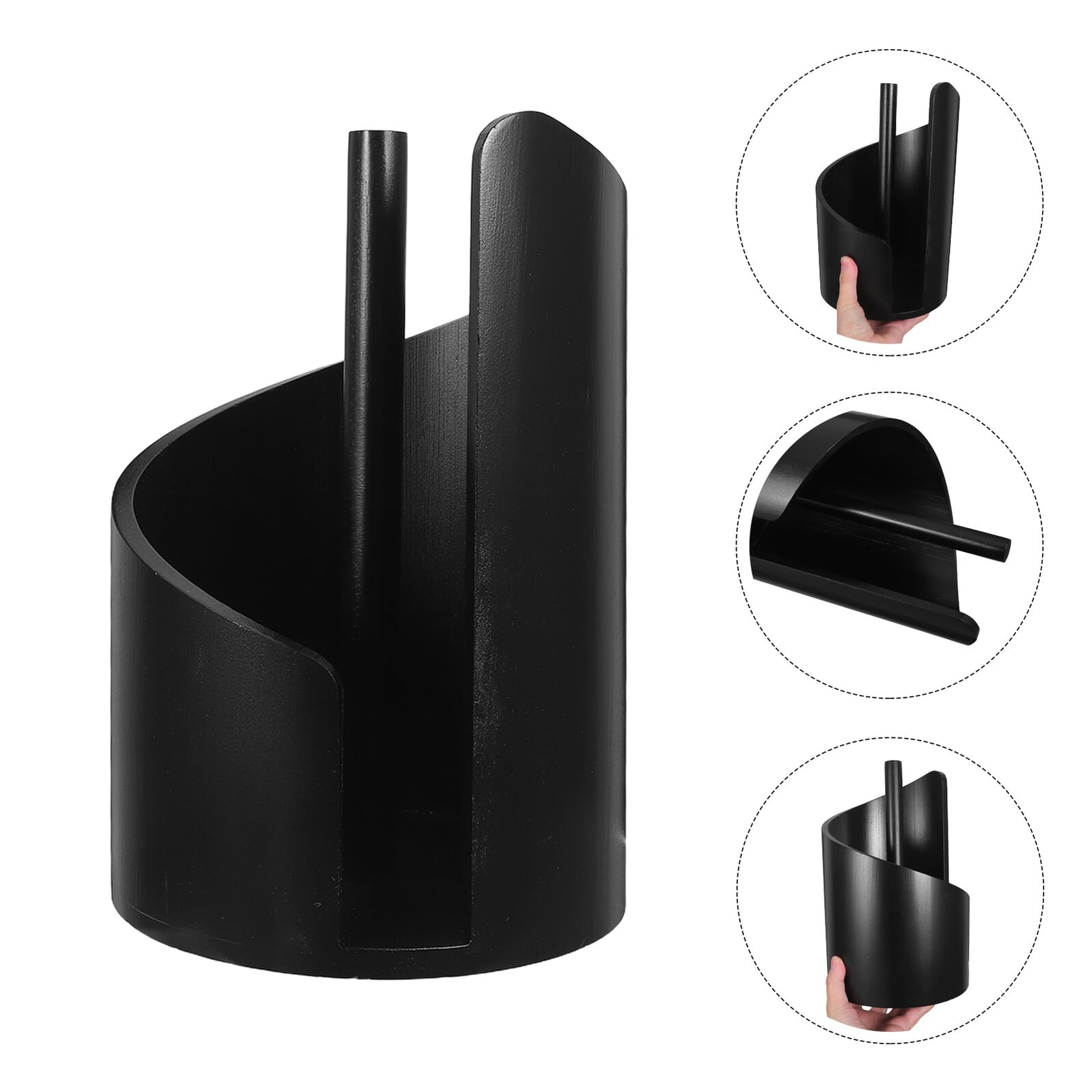 Portarotolo da Cucina in Legno Nero, Supporto Verticale | Stile Rustico e Moderno, Finitura Effetto Legno, per Piano D'appoggio e Bagno