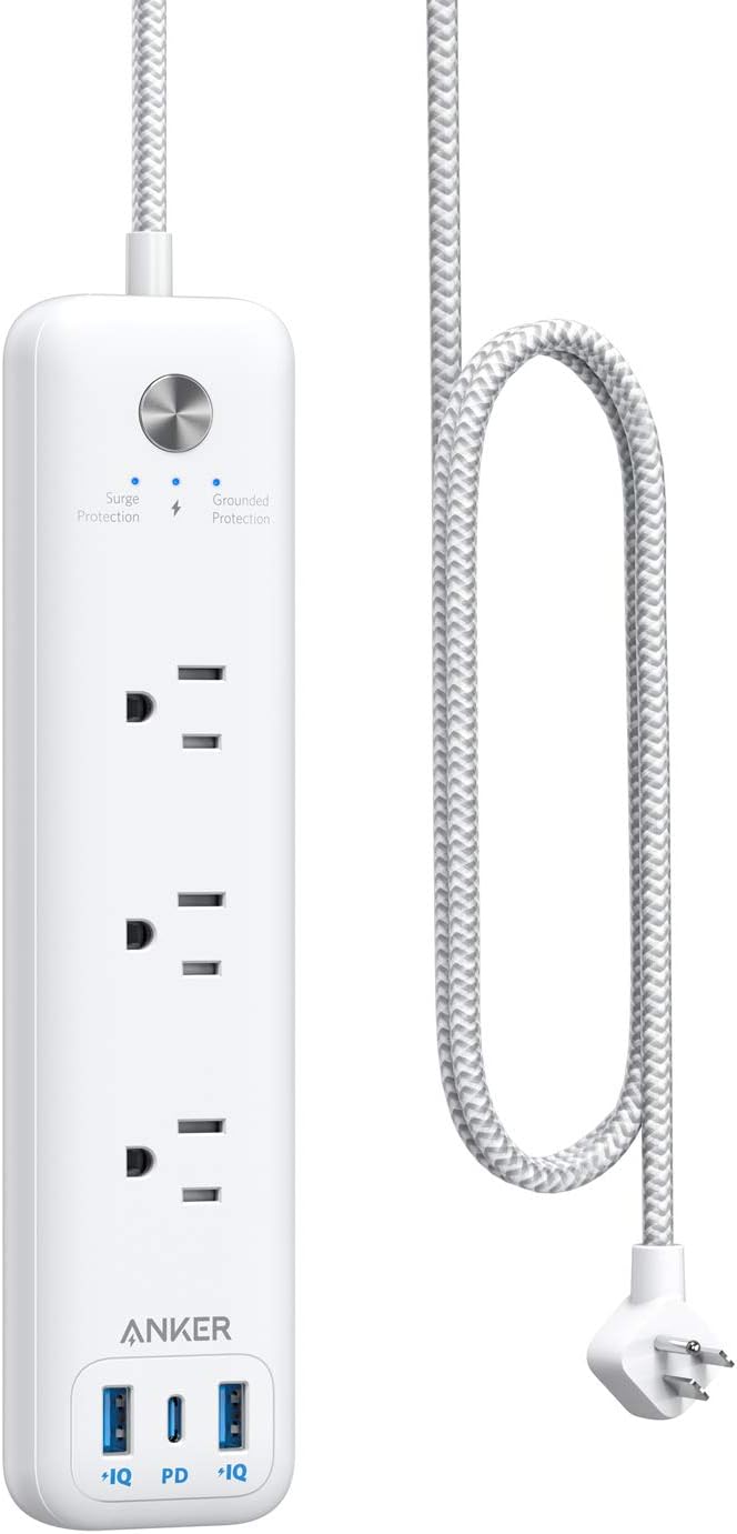Anker USB C Power Strip with Power Delivery, 3 Outlets and 30W 3 USB (1 USB C, 2 USB A) Surge Protector, PowerPort Strip PD 3 with 6ft Long Extension Cord, Flat Plug, for Home, Office, and Dorm Room