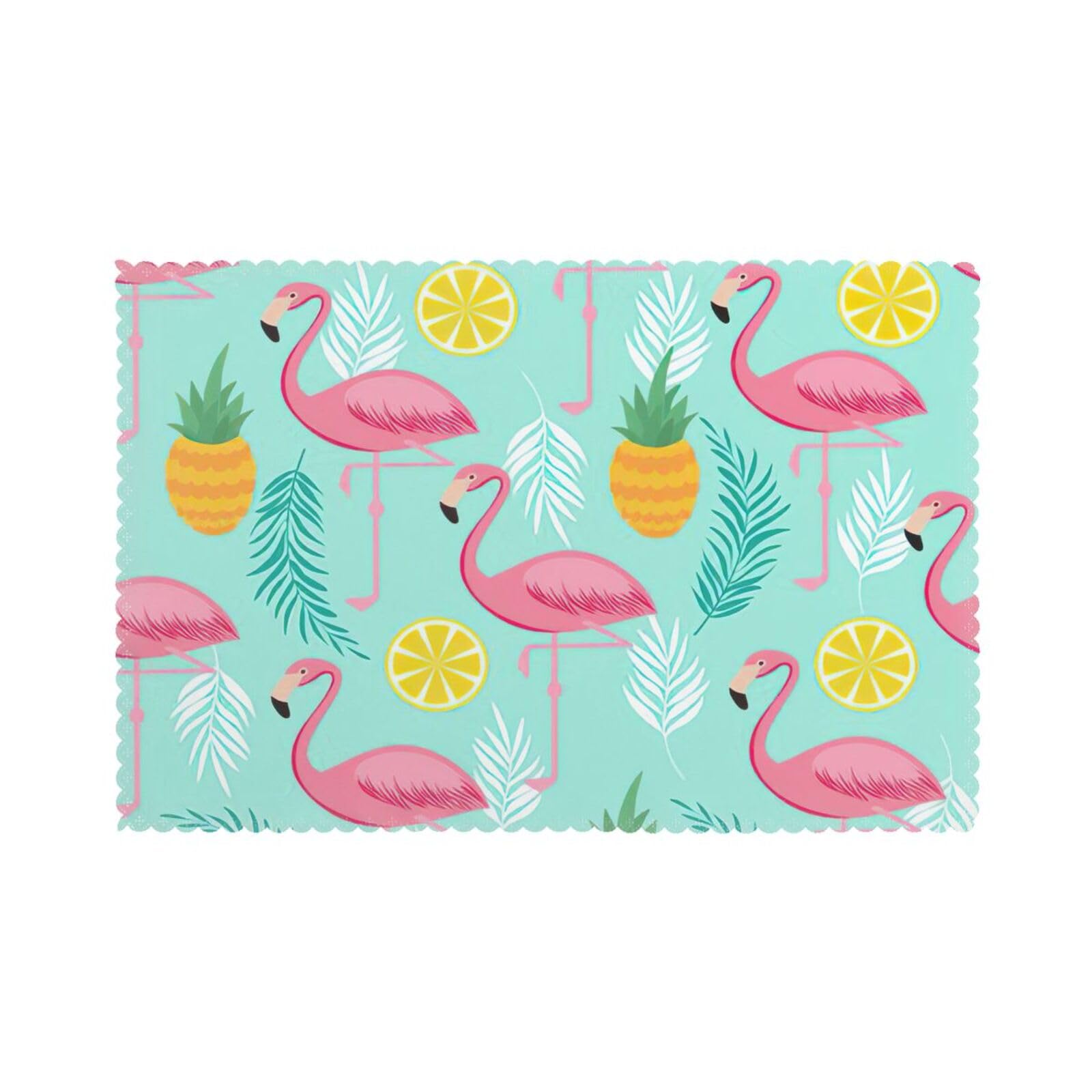 Flamingo Print Placemats for Dining Table Set of 6 12x18 Inch Table Mats for Party Kitchen Dining.