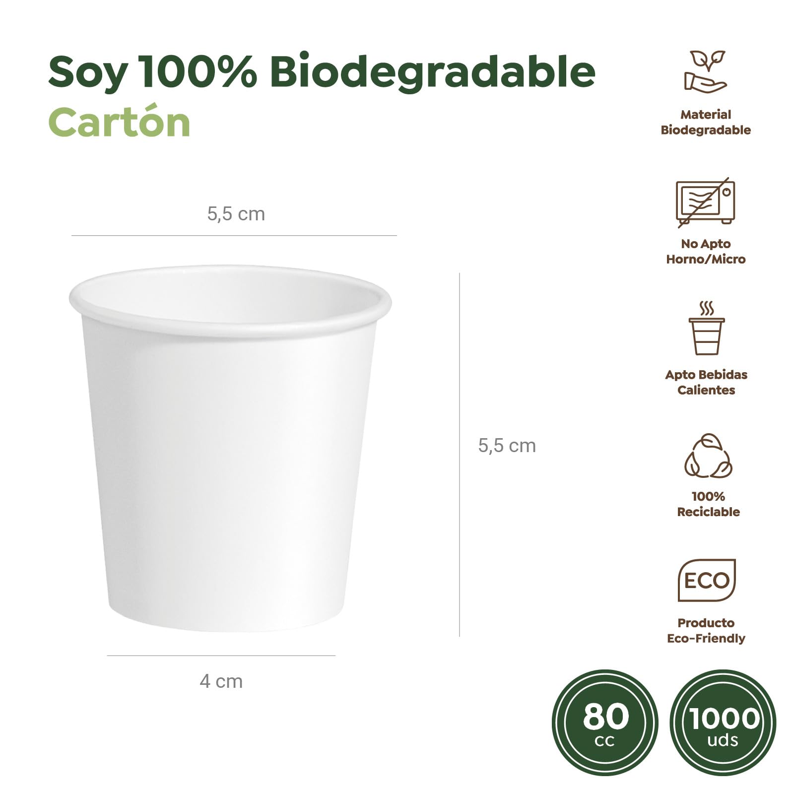 Horeca Collection MAXI PRODUCTS - Bicchieri da caffè usa e getta bianchi - Bicchieri di cartone - Bicchieri usa e getta Catering - Bicchieri caffè da asporto - Adatto per bevande calde e fredde (80 cc