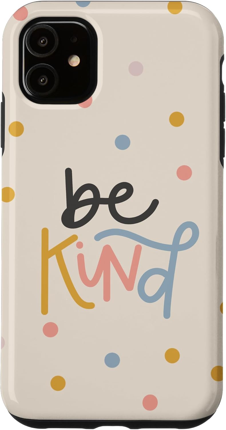 Be Kind Cute Pastel Quote Inspirational Saying Polka Dots Case for iPhone 15 Plus