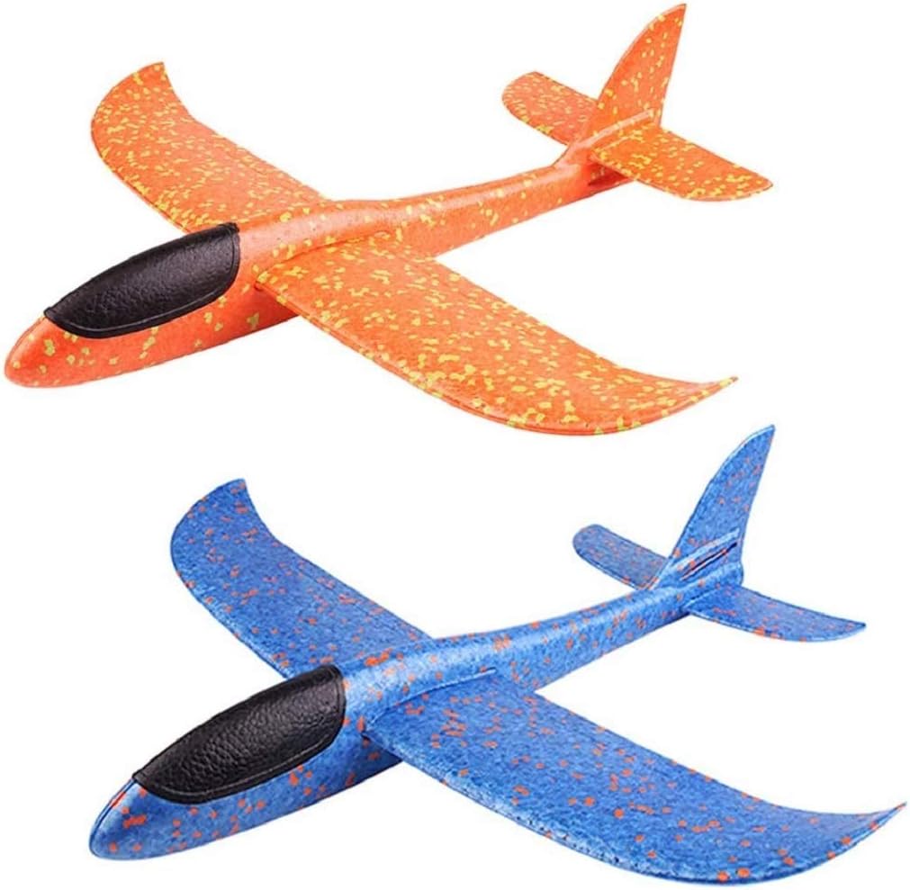 FunBlast Airplane Toy (Pack of 2) - 17.5 Large Throwing Foam Plane, Aeroplane Gliders, Flying Aircraft, Gifts Toy for Kids 3 4 5 6 7 Year Old Boy/Girls, Multicolor