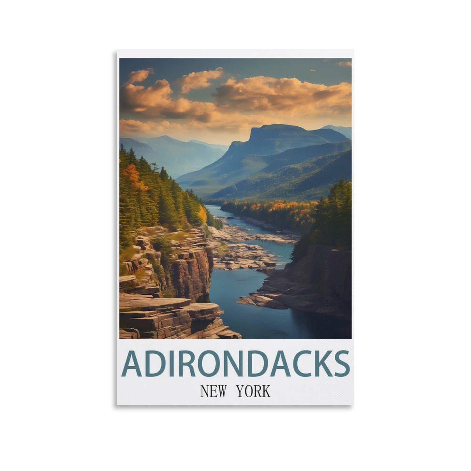 EZMLFA 5D Diamond Art Kits for Beginner,Adirondacks New York,Diamond Art House DIY Diamond Art Kits for Home Wall Decor 40x40cm