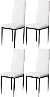 SHIITO Pack de 4 Sillas de Comedor y Salón | Modernas y Cómodas | Tapizadas en Color Blanco | Modelo Serenity