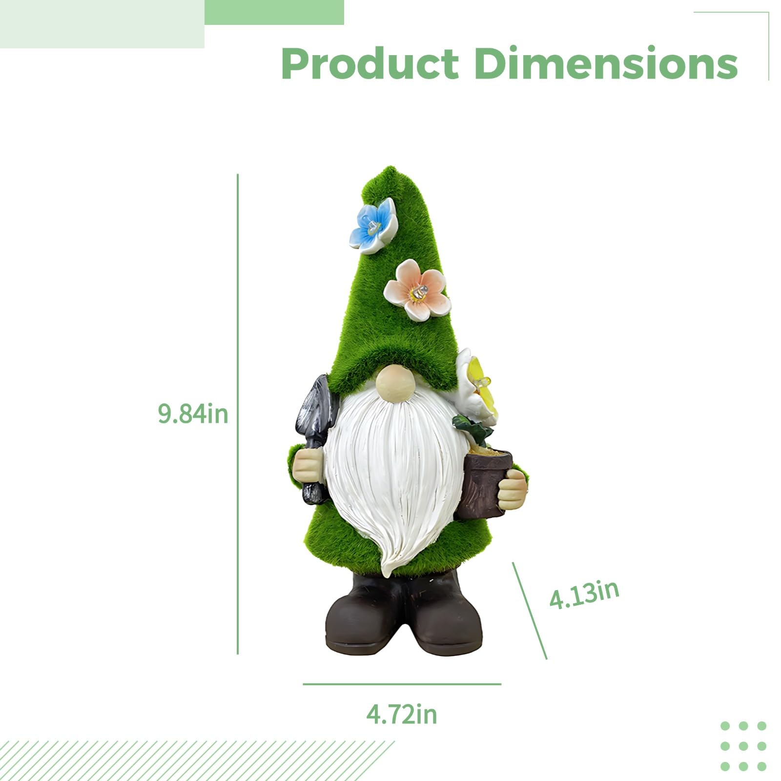 Generisch Solargnom Statue aus Harz für draußen, aufblasbare Gartendeko für Frühling, Gnom mit weißem Bart, für Innen und Außen geeignet, dekorative Figur für Garten, Terrasse, Balkon