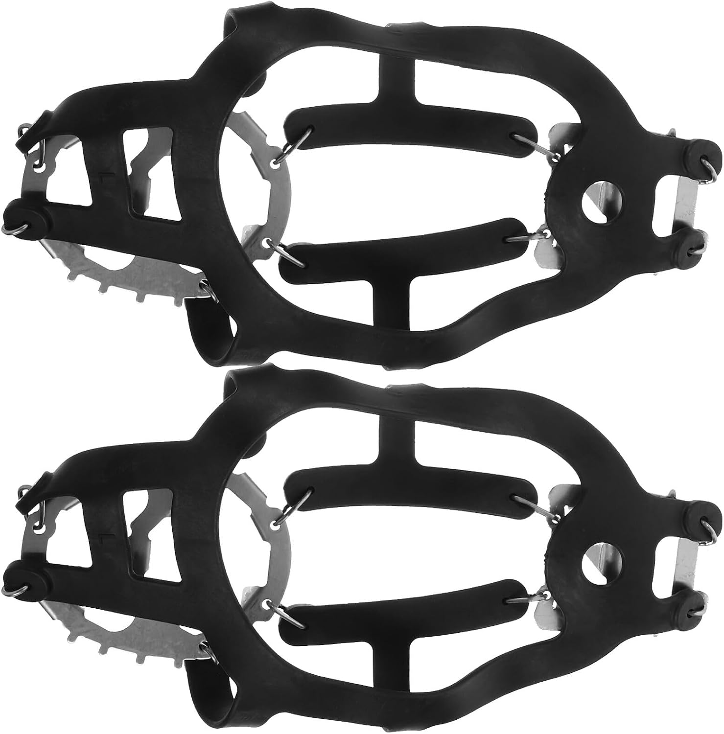 UPKOCH 18 Teeth Stainless Steel Outdoor Ice Grippers and Ice Cleats Spikes Black L Size Winter Snow Anti-Skid Shoe Covers for Hiking Walking Random Color