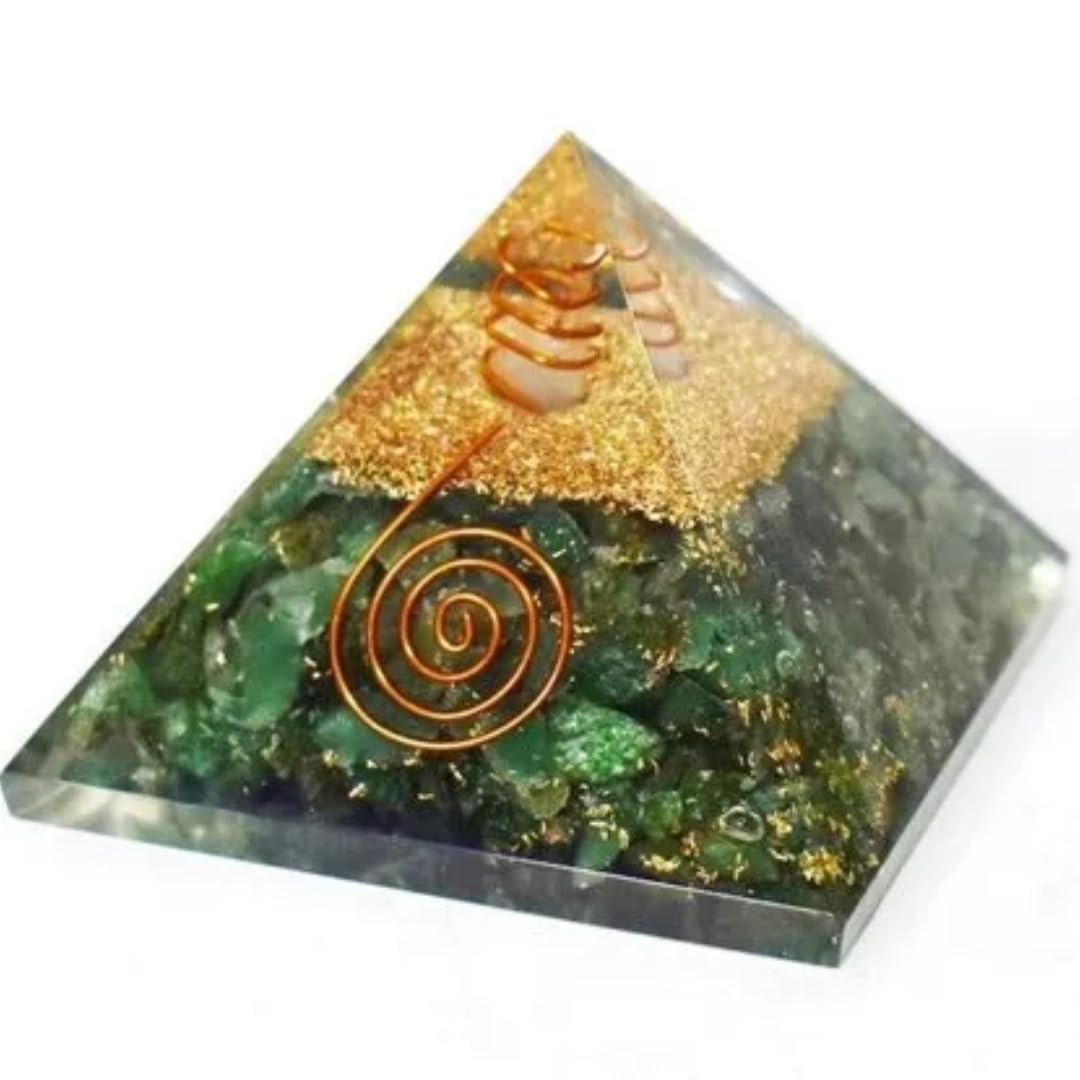Crystal Divine Crystal Pyramid Vastu for Home Orgone Crystal Pyramid Showpieces for Home Decor Crystal Pyramid for Positive Energy Crystal Pyramid for Office Table Decorative Items (Green)