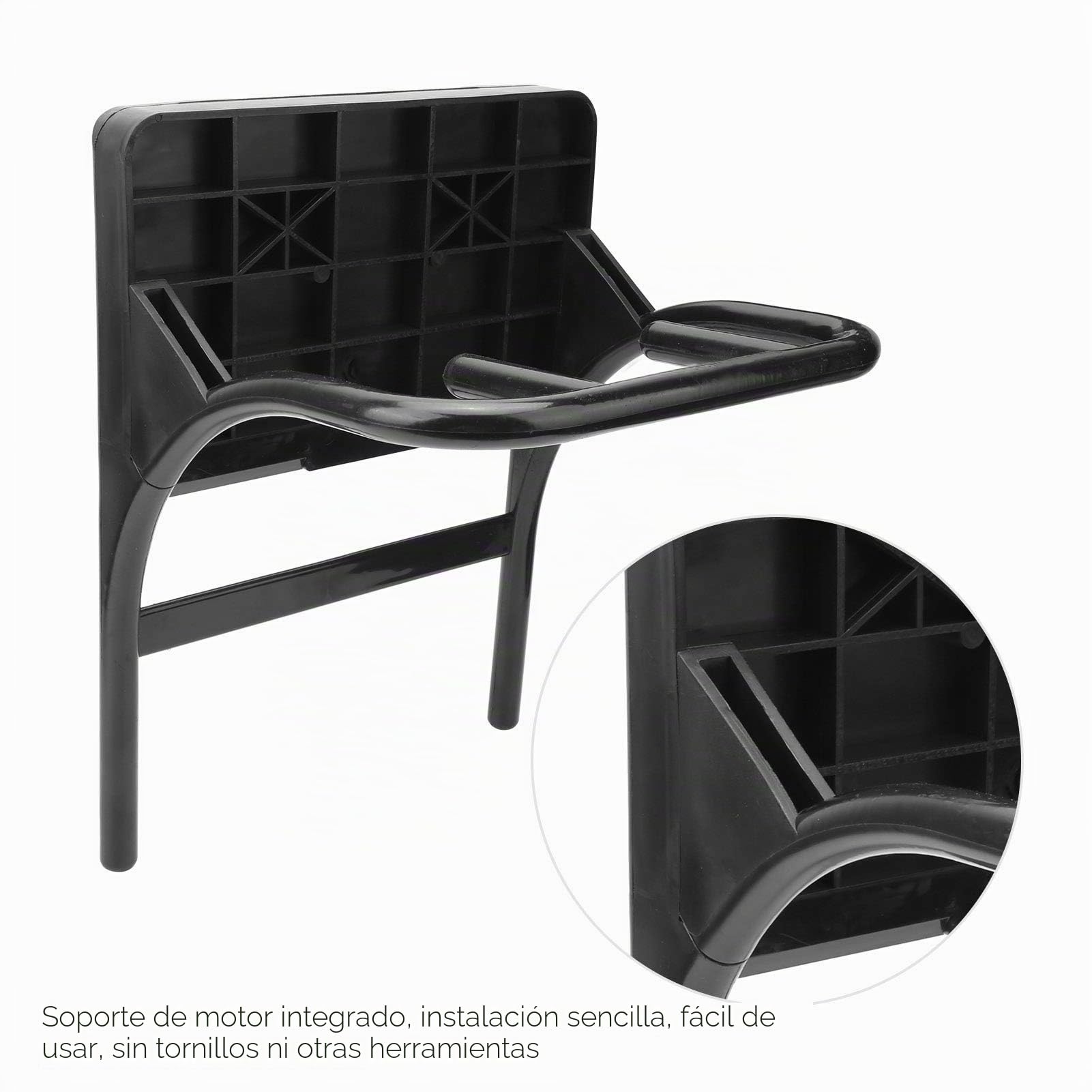 Soporte Motor Fuera Borda Kayak PVC Negro – Raqueta Montaje Motor Barco Inflable, Accesorio para Kayak Pesca, Sostiene Motor hasta 4HP, Fácil Instalación Sin Herramientas
