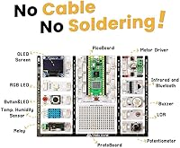 Vista 4 de PicoBricks Raspberry Pi Pico W Kit de inicio con 12 sensores desmontables y extensa guía de aprendizaje, kit de codificación de bricolaje, Raspberry