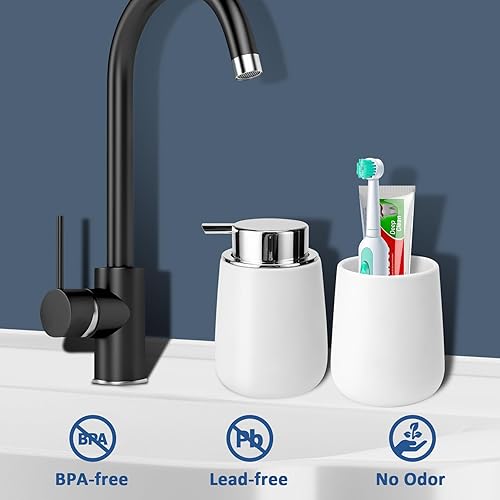 Miniatura 3 de Dispensador de jabón de cerámica con bomba fácil de prensar, dispensador de líquido de loción de manos para champú, baño, cocina, 12 onzas