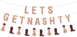 Nashville Bachelorette Party Decorations, Funny Lets Get Nashty Bachelorette Banner, Rose Gold Nashville Party Supplies