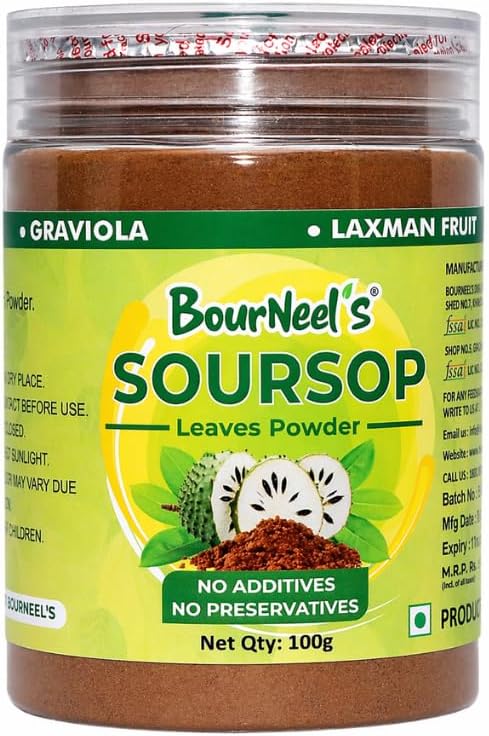 BourNeel's® Soursop Leaves Powder 100gm | No Preservatives | Graviola Laxman Phal Leaves Powder |Soursop Kadha Tea |