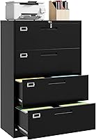 Vista 12 de Archivador lateral con cerradura, archivador de metal de 2 cajones, archivador lateral con cerradura para oficina en casa, archivador ancho de acero