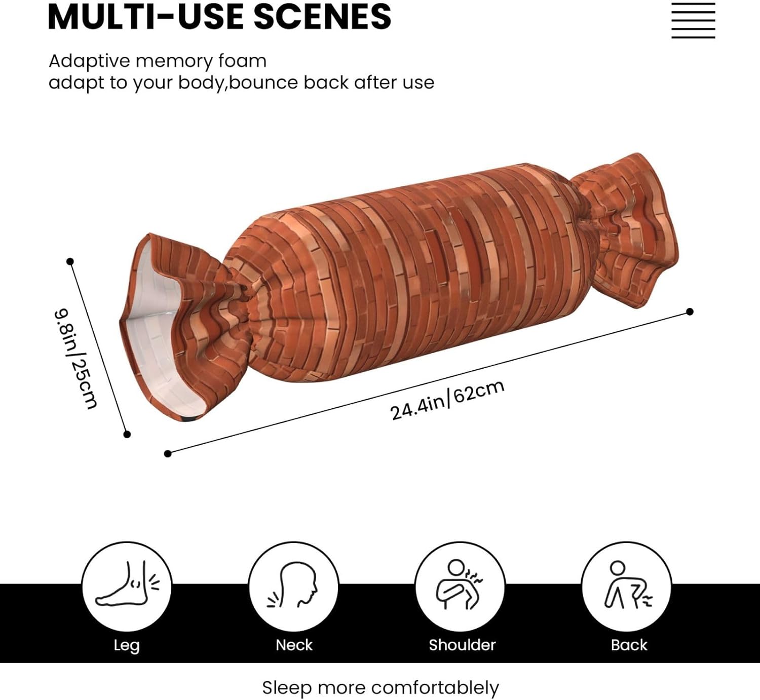 red Brick Wall Texture Print Candy Cylindrical Comfortable Pillow Throw Pillows Home Decor Easy Maintenance