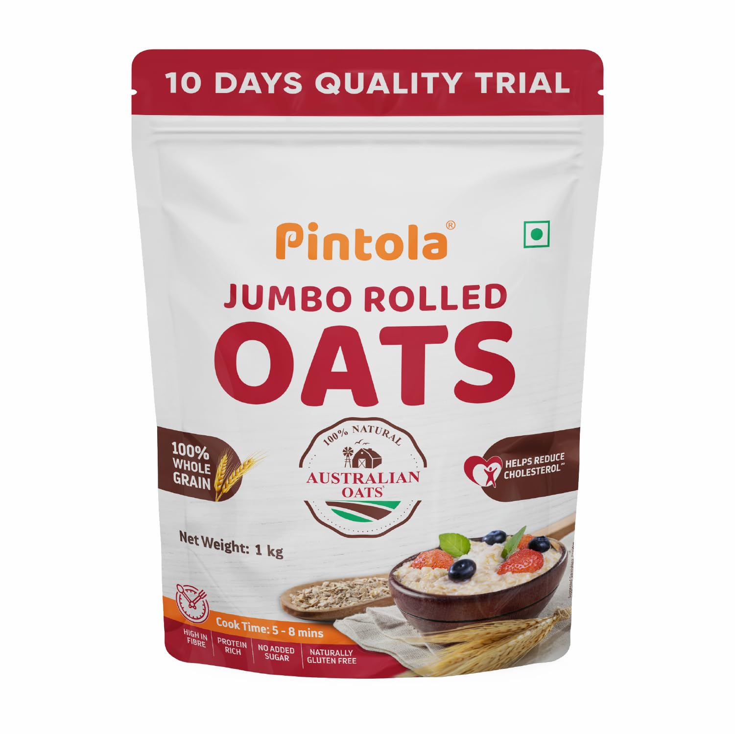 Pintola Oats 1kg, Rolled Oats, Diet Food, Weight Management, Natural Whole Grain, High in Fibre & Protein, Jumbo Rolled, Breakfast Cereals, Gluten Free Oatmeal, Dalia Porridge (B0CG3GYCW8) Amazon Price History, Amazon Price Tracker