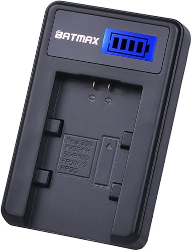 Miniatura 5 de Batmax Paquete de 2 baterías NP-FH50 + cargador USB LCD para baterías Sony NP-FH30, NP-FH40, NP-FH50 Serie H Sony Alpha DSLR A230, DSLR A290, DSLR