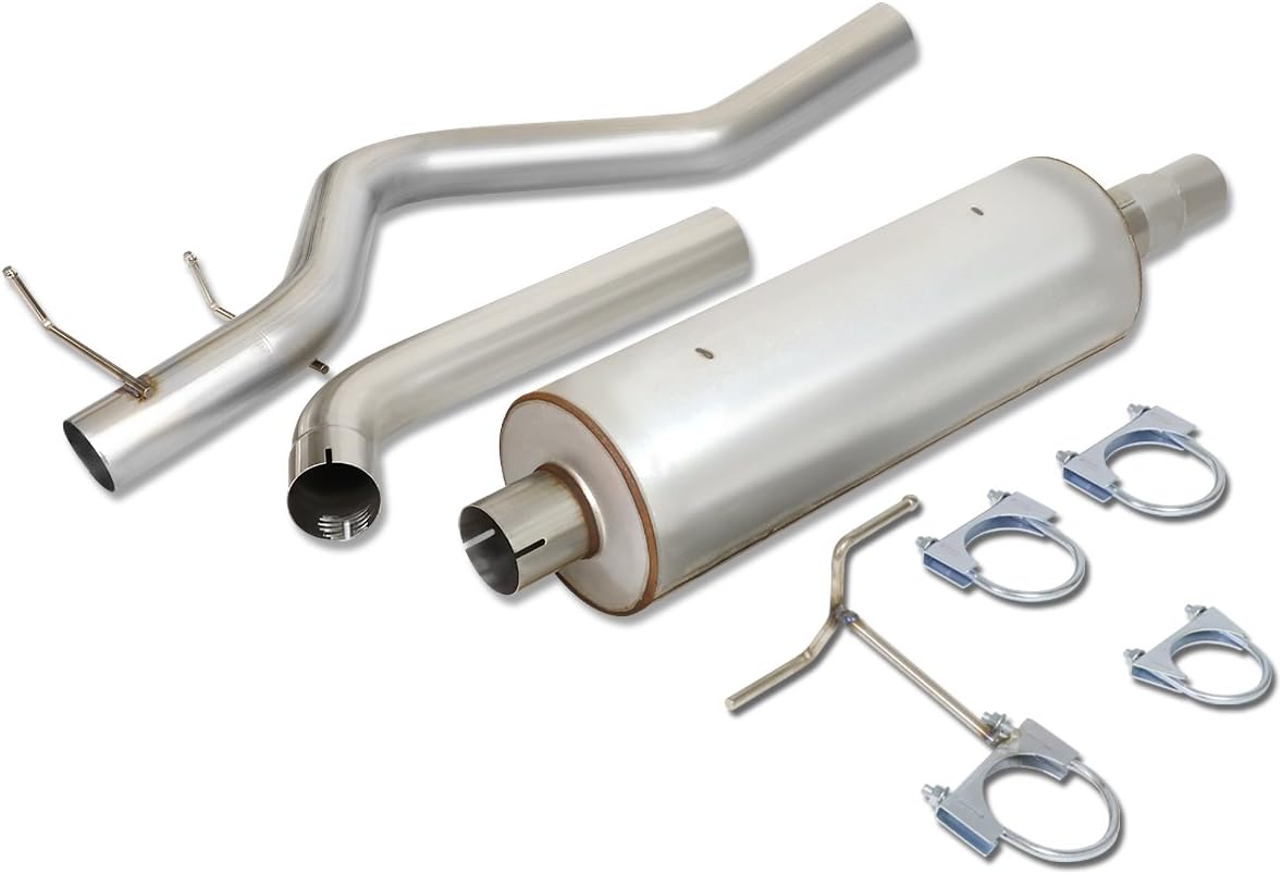 Auto Dynasty 3 Inches Round Muffler Tip Catback Exhaust System Compatible with 1998-2001 Dodge Ram 1500 2500 3500 Standard/Extended Cab 3.9L 5.2L 5.9L, Stainless Steel