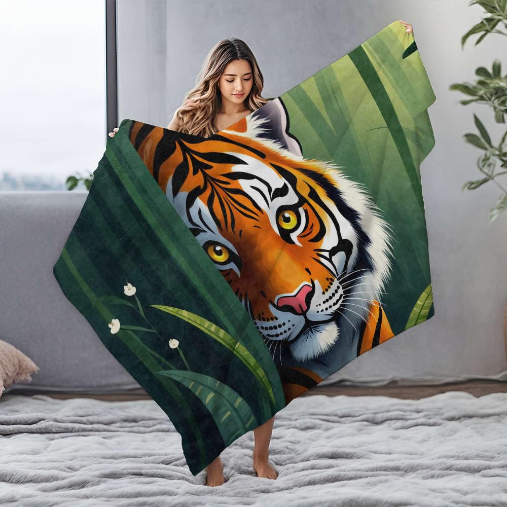 Couverture flanelle tigre haut de gamme pour lit Queen Size