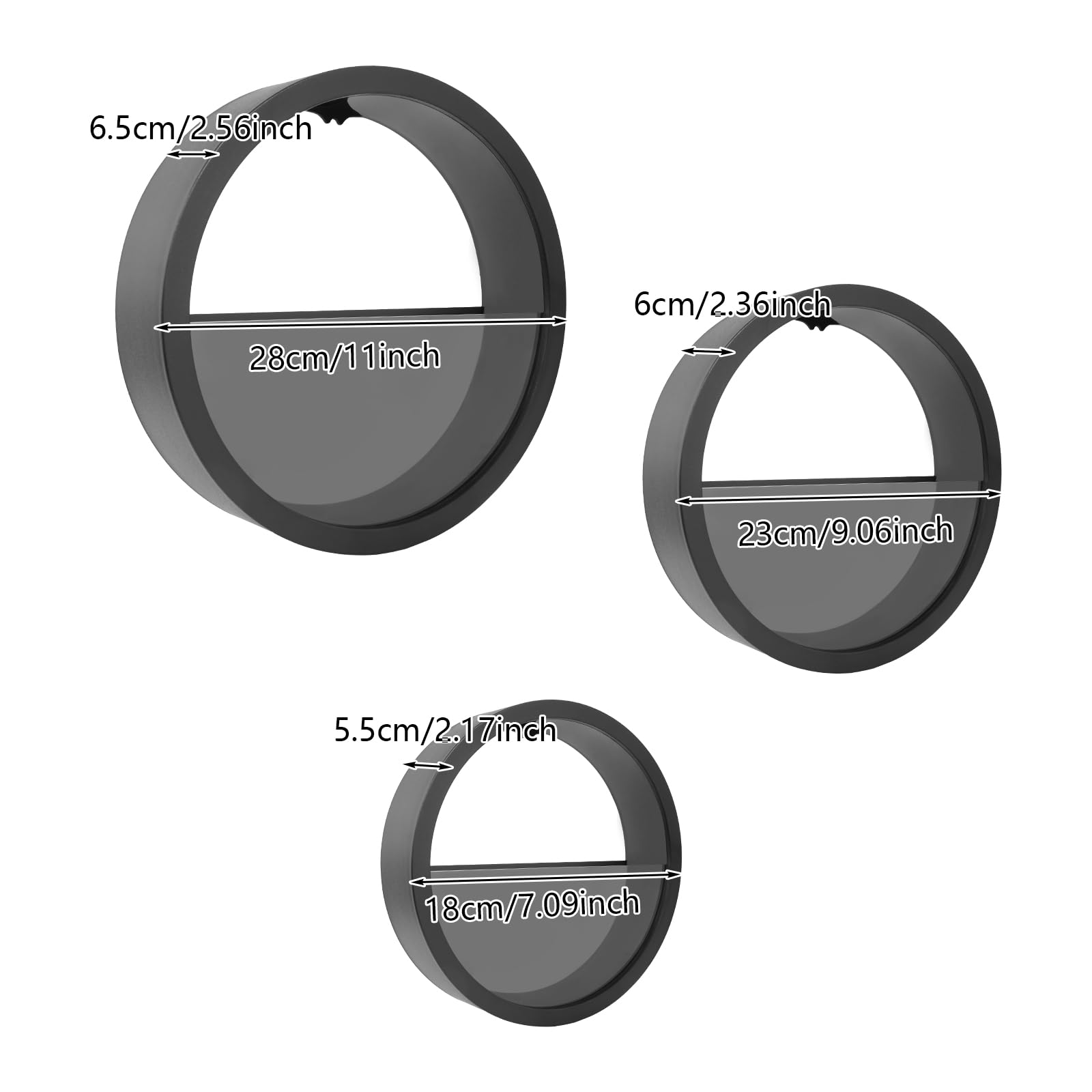 Vaso da fiori da appendere, 30,5 x 30,5 x 22 cm, vaso decorativo da parete per fiori, composizioni floreali, piante grasse (nero, trasparente)