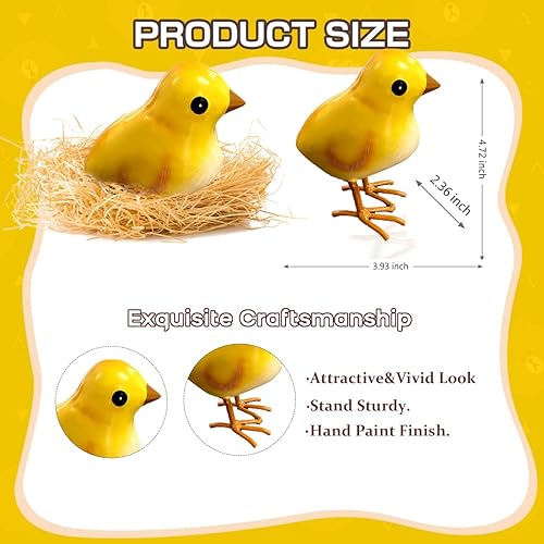 Miniatura 6 de Shorayn Decoración de gallo de metal para patio de pollo para jardín, estatuas de pollitos al aire libre, decoración de Pascua, juego de 3