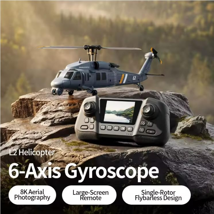 Image of RC Helicopter with Camera, Drone, Remote Control Helicopter for Adults, 8K Aerial Photography, Altitude Hold, LED Lights, Ready to Fly for Gift