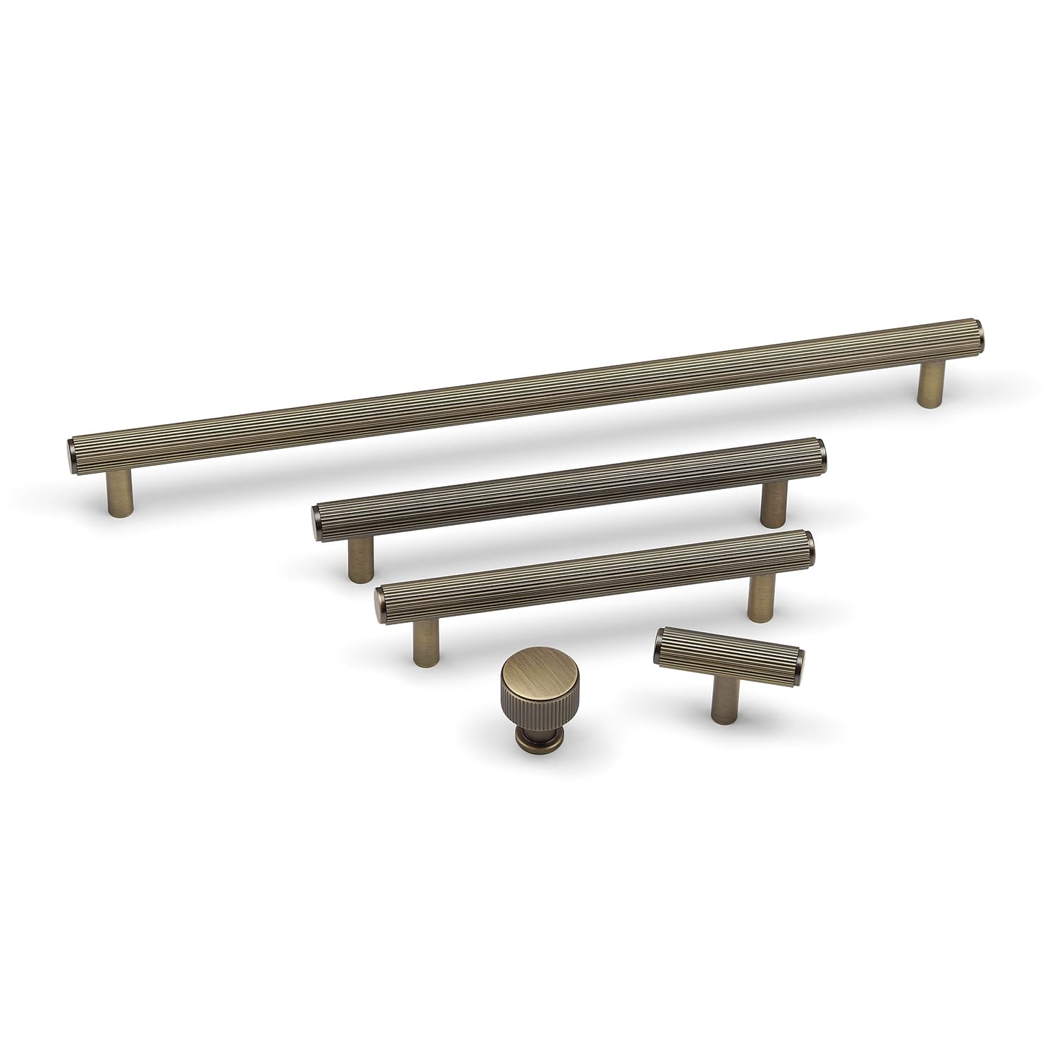 320mm Antique Brass Reeded Cabinet Handle Textured Cupboard Door Drawer Furniture Pull