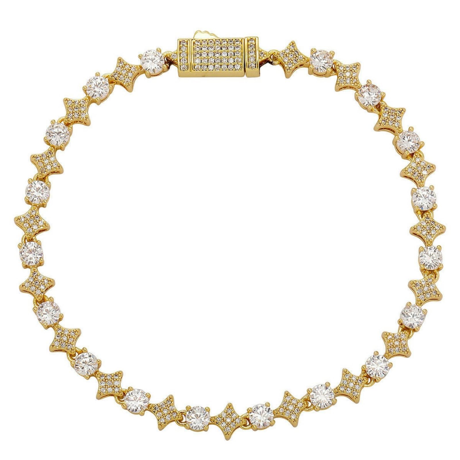 LYGBAOFUL Catena da Tennis da Uomo Hip Hop con rombo Cubic Zirconia Bracciale con Chiusura a Molla Gioielli Streetwear Regalo Unisex