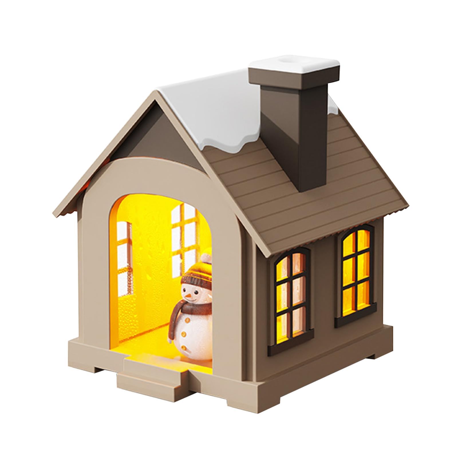 Christmas Village Houses Humidifier 500ml Cute Snow House Cool Mist Humidifier with Snowman Figurines Night Light for Bedroom