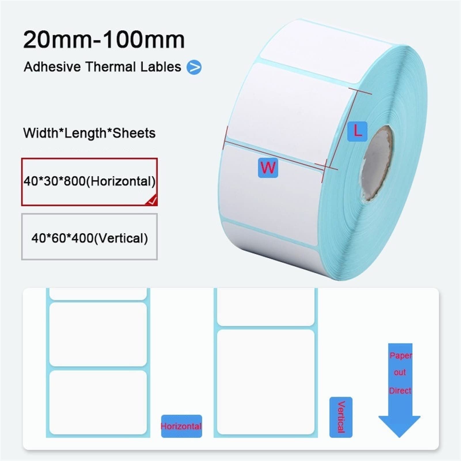 Thermo-Etiketten, blanko, Barcode-Etiketten, Aufkleber für Thermodrucker, Direktdruckzubehör, für Supermarktpreise, 100 x 150 mm, 325 Stück