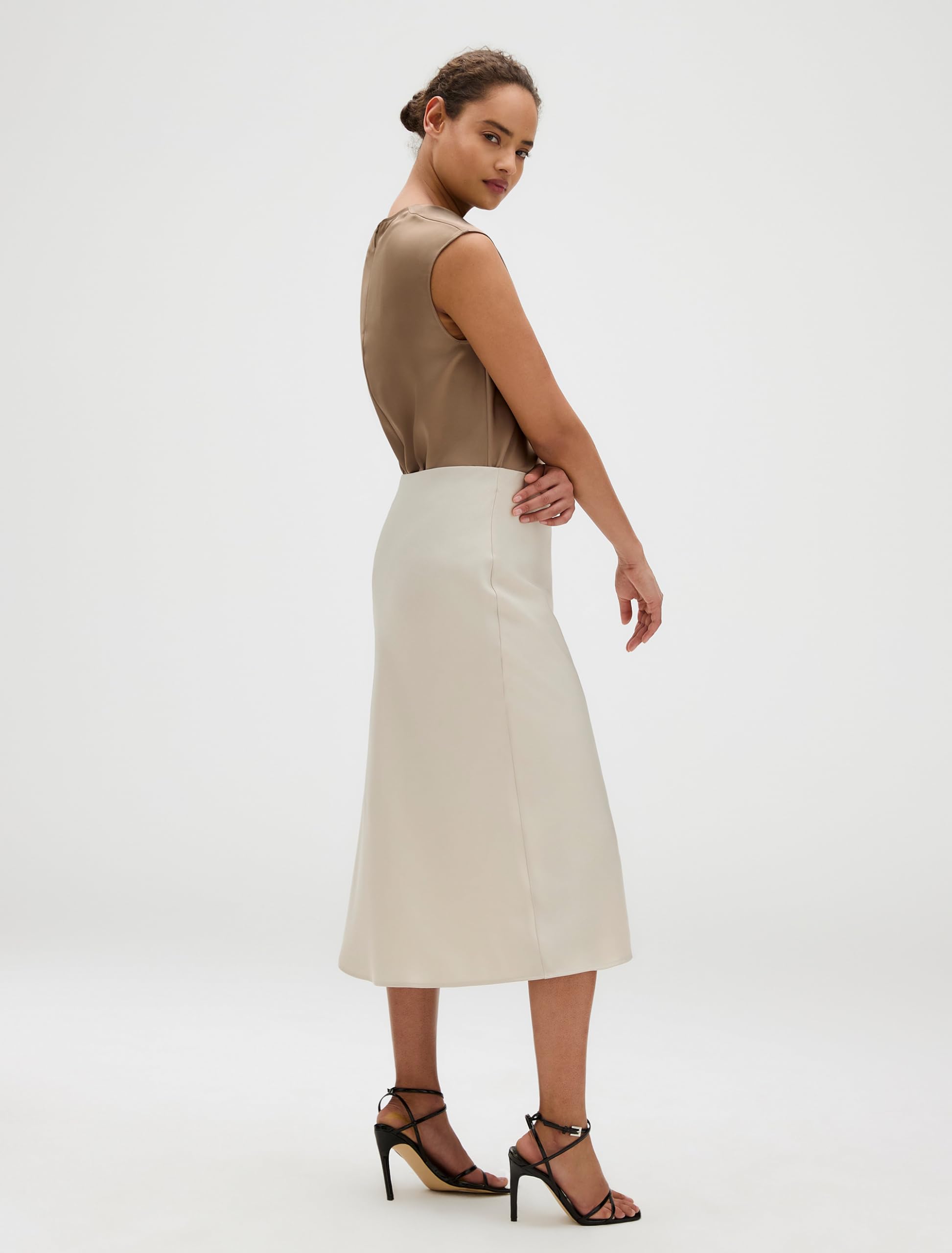 Calvin Klein Matte Satin Midi Skirt Falda para Mujer