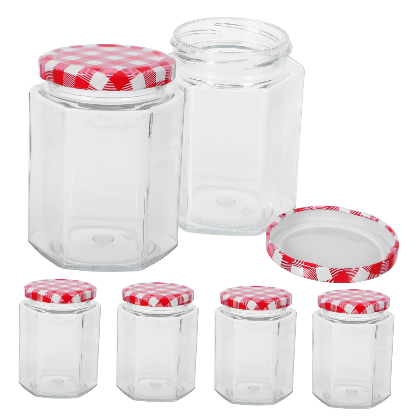 6 Stück-packung Sechseckige Marmeladengläser aus Glas mit Deckel 250ml
