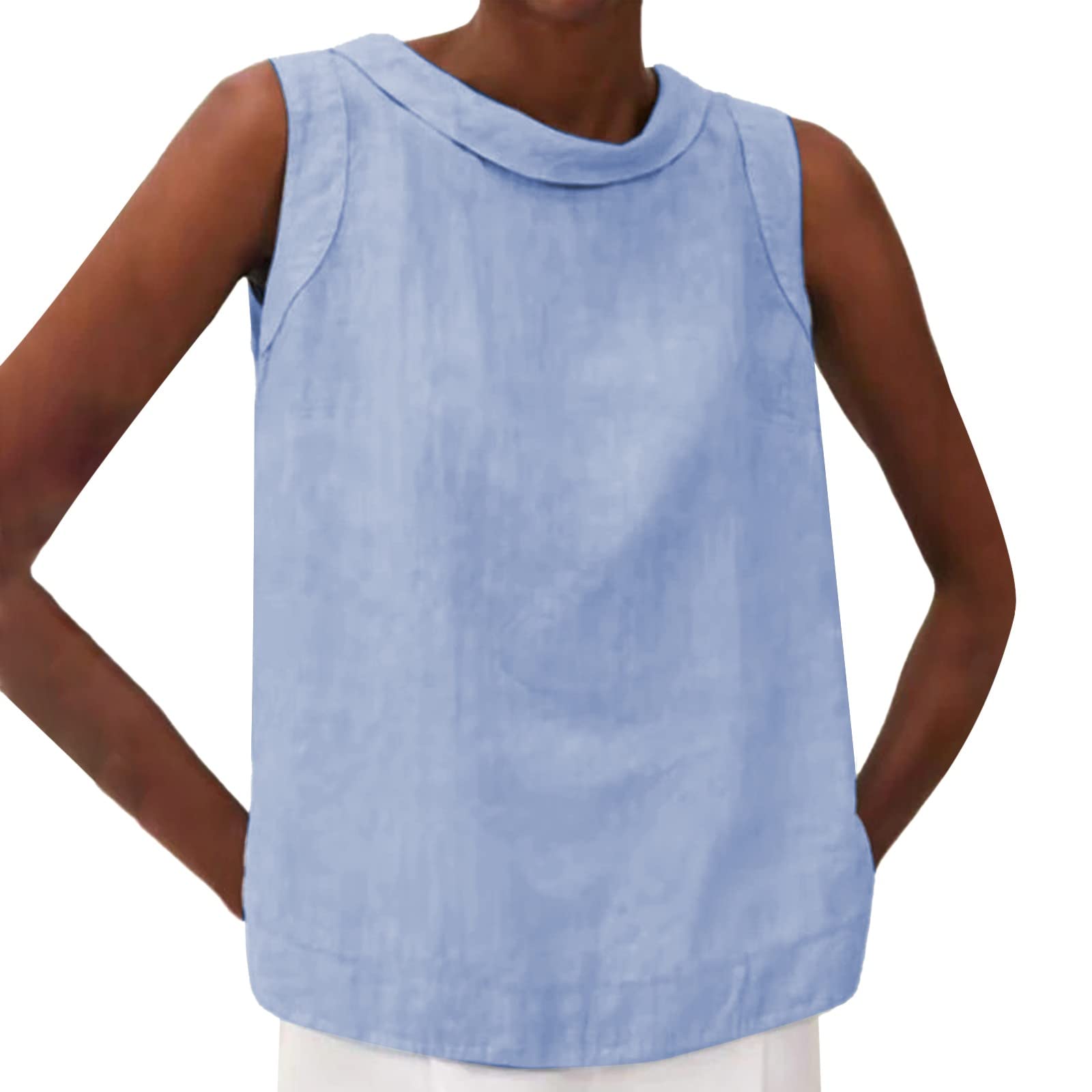 Linen Tops for Women Color Long Sleeve Big Drop Collar Loose Draw Pleated Two Tops Womens Easter Outfit White Button