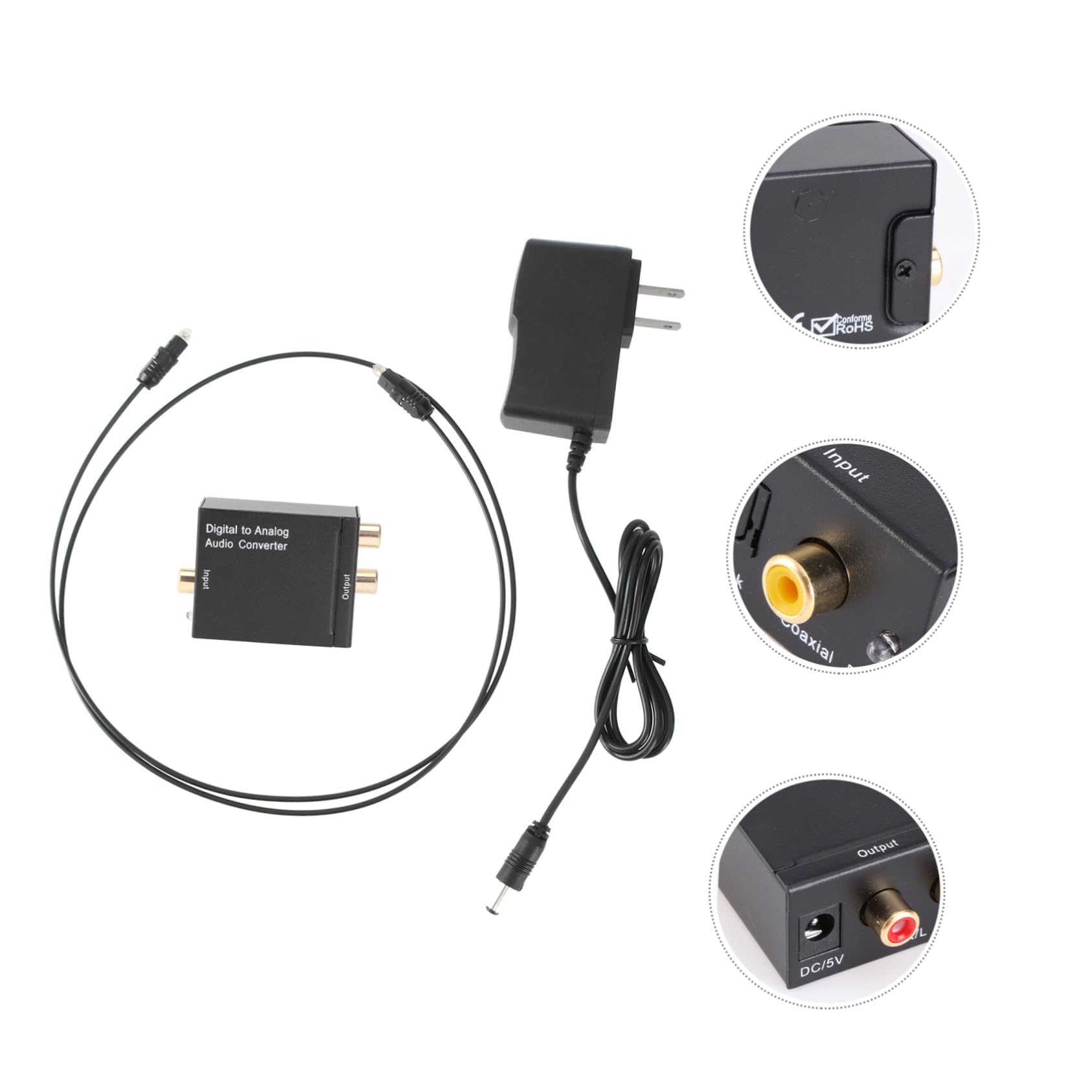 UPKOCH 3pezzi Convertitore Audio Digitale Analogico Coassiale Spdif Per Tv e Dvd Compatibile Con Sistemi Home Cinema e Amplificatori Design Compatto e Leggero Include Cavo Ottico